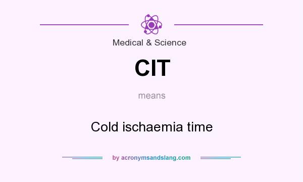 What does CIT mean? It stands for Cold ischaemia time