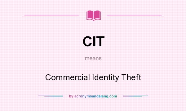 What does CIT mean? It stands for Commercial Identity Theft