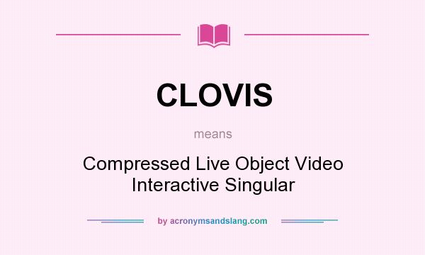 What does CLOVIS mean? It stands for Compressed Live Object Video Interactive Singular
