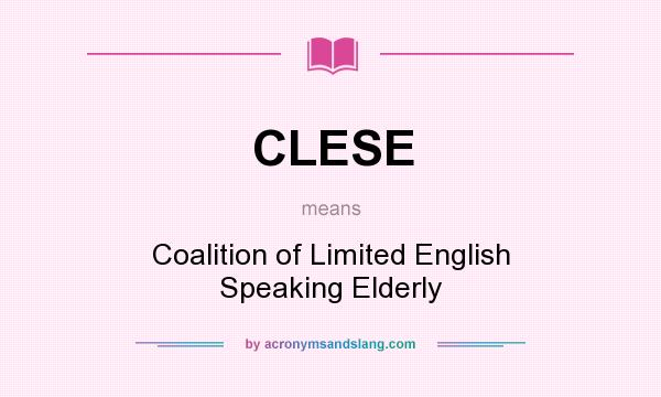 What does CLESE mean? It stands for Coalition of Limited English Speaking Elderly