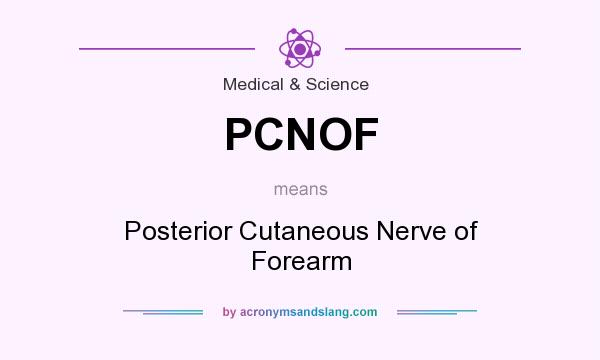 What does PCNOF mean? It stands for Posterior Cutaneous Nerve of Forearm