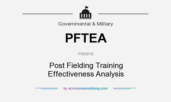 What does PFTEA mean? It stands for Post Fielding Training Effectiveness Analysis