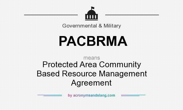 What does PACBRMA mean? It stands for Protected Area Community Based Resource Management Agreement