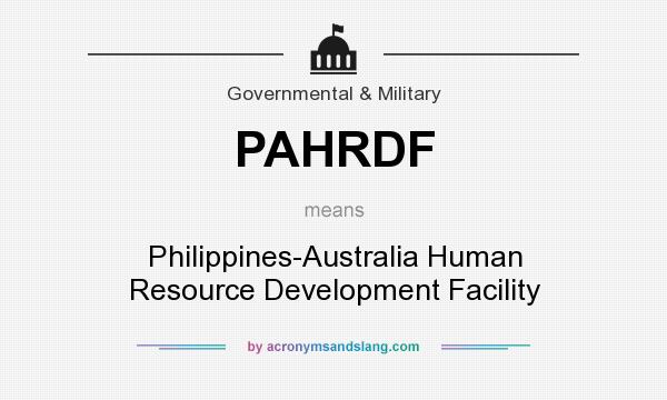 What does PAHRDF mean? It stands for Philippines-Australia Human Resource Development Facility