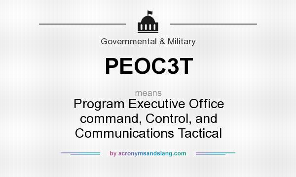 What does PEOC3T mean? It stands for Program Executive Office command, Control, and Communications Tactical