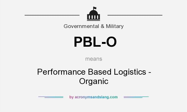 What does PBL-O mean? It stands for Performance Based Logistics - Organic