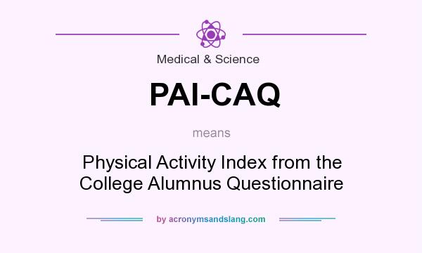 What does PAI-CAQ mean? It stands for Physical Activity Index from the College Alumnus Questionnaire