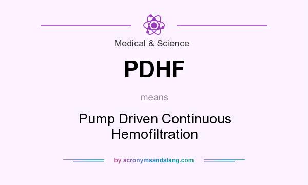 What does PDHF mean? It stands for Pump Driven Continuous Hemofiltration