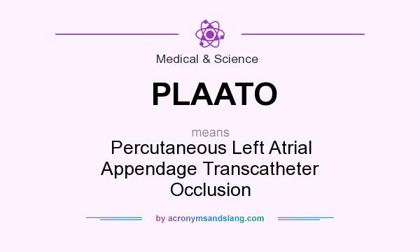 What does PLAATO mean? It stands for Percutaneous Left Atrial Appendage Transcatheter Occlusion