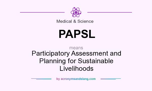 What does PAPSL mean? It stands for Participatory Assessment and Planning for Sustainable Livelihoods