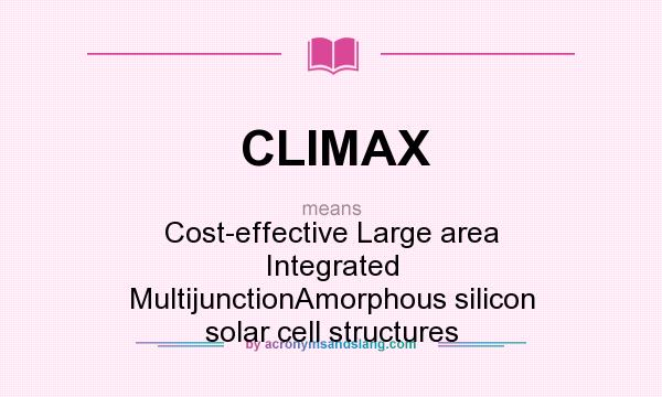 What does CLIMAX mean? It stands for Cost-effective Large area Integrated MultijunctionAmorphous silicon solar cell structures