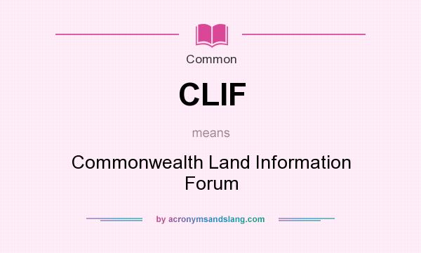 What does CLIF mean? It stands for Commonwealth Land Information Forum