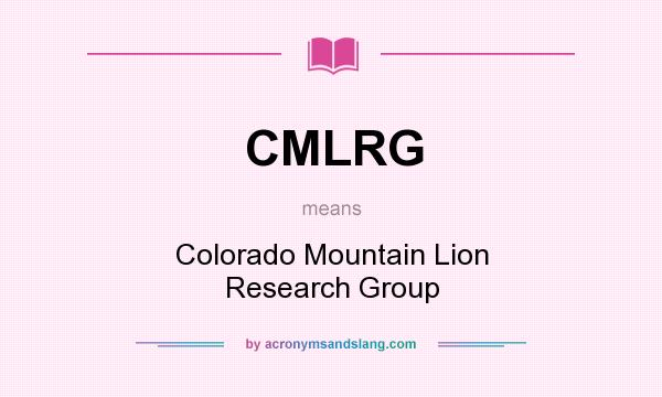 What does CMLRG mean? It stands for Colorado Mountain Lion Research Group