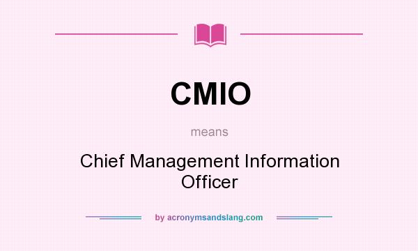 What does CMIO mean? It stands for Chief Management Information Officer
