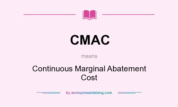 What does CMAC mean? It stands for Continuous Marginal Abatement Cost