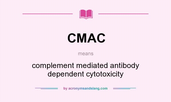 What does CMAC mean? It stands for complement mediated antibody dependent cytotoxicity