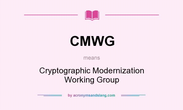 What does CMWG mean? It stands for Cryptographic Modernization Working Group