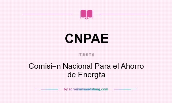 What does CNPAE mean? It stands for Comisi=n Nacional Para el Ahorro de Energfa