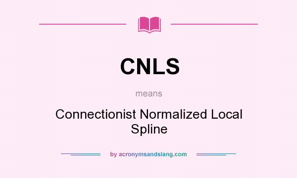 What does CNLS mean? It stands for Connectionist Normalized Local Spline