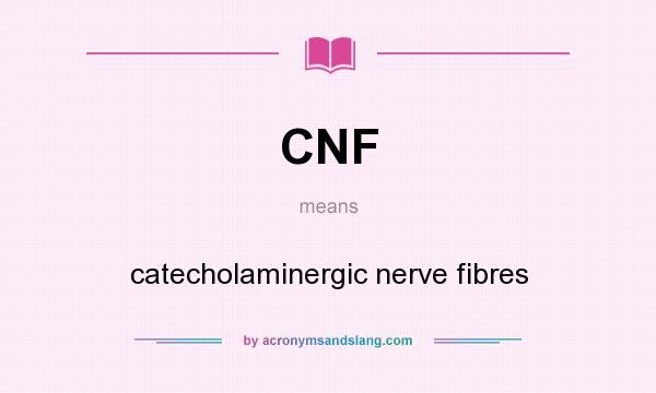 What does CNF mean? It stands for catecholaminergic nerve fibres