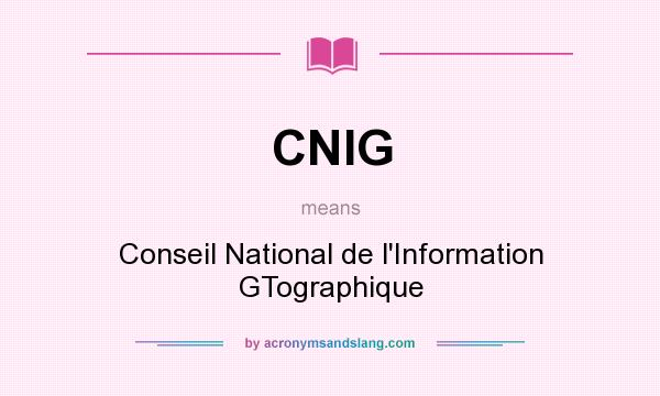 What does CNIG mean? It stands for Conseil National de l`Information GTographique