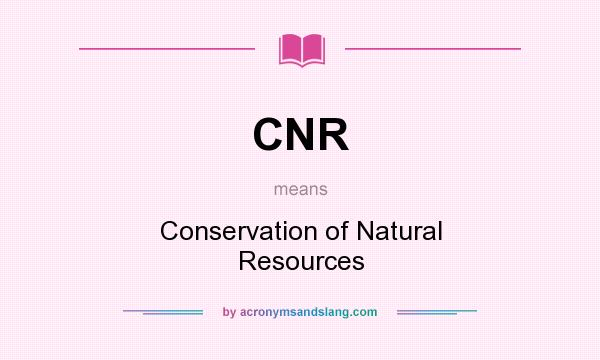 What does CNR mean? It stands for Conservation of Natural Resources