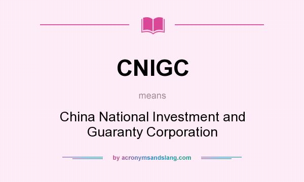 What does CNIGC mean? It stands for China National Investment and Guaranty Corporation