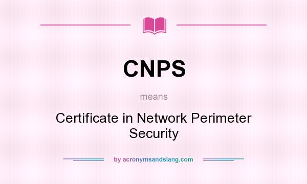 What does CNPS mean? It stands for Certificate in Network Perimeter Security