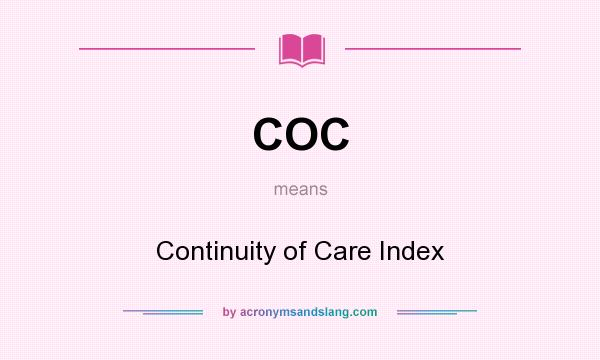 What does COC mean? It stands for Continuity of Care Index