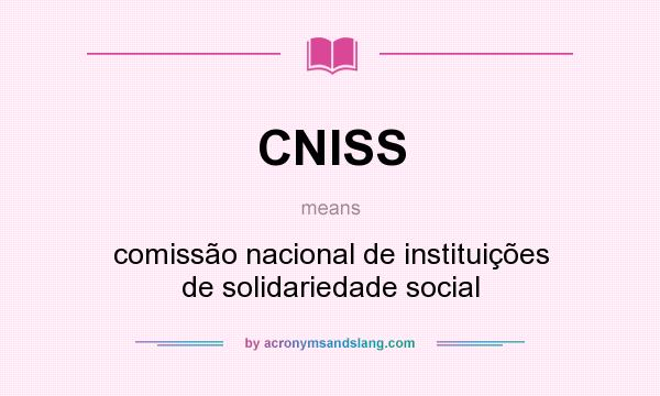 What does CNISS mean? It stands for comissão nacional de instituições de solidariedade social