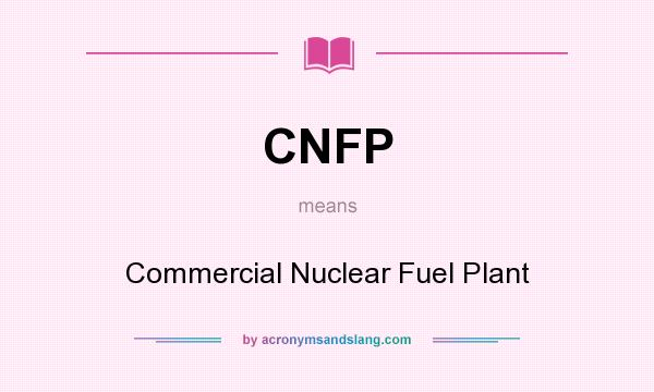 What does CNFP mean? It stands for Commercial Nuclear Fuel Plant