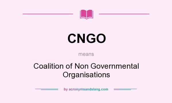 What does CNGO mean? It stands for Coalition of Non Governmental Organisations