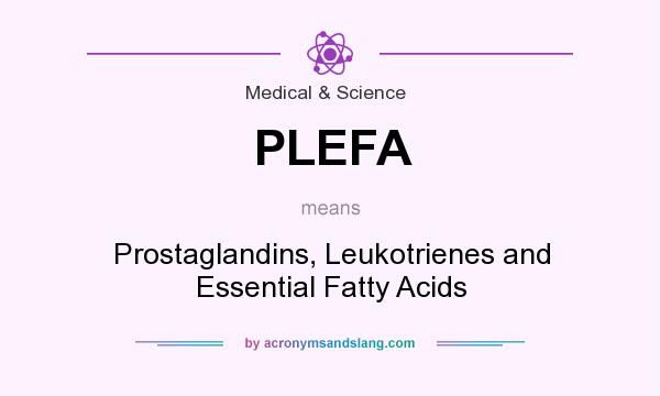 What does PLEFA mean? It stands for Prostaglandins, Leukotrienes and Essential Fatty Acids