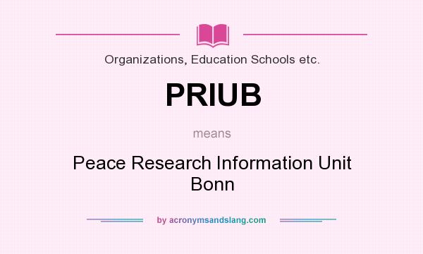 What does PRIUB mean? It stands for Peace Research Information Unit Bonn