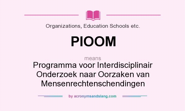 What does PIOOM mean? It stands for Programma voor Interdisciplinair Onderzoek naar Oorzaken van Mensenrechtenschendingen