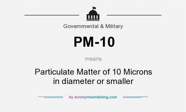 What does PM-10 mean? It stands for Particulate Matter of 10 Microns in diameter or smaller