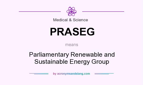 What does PRASEG mean? It stands for Parliamentary Renewable and Sustainable Energy Group