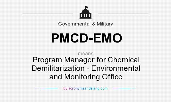 What does PMCD-EMO mean? It stands for Program Manager for Chemical Demilitarization - Environmental and Monitoring Office