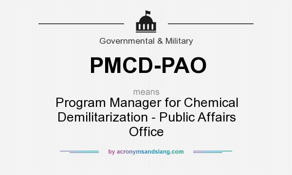 What does PMCD-PAO mean? It stands for Program Manager for Chemical Demilitarization - Public Affairs Office
