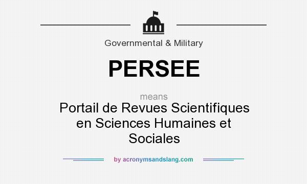 What does PERSEE mean? It stands for Portail de Revues Scientifiques en Sciences Humaines et Sociales