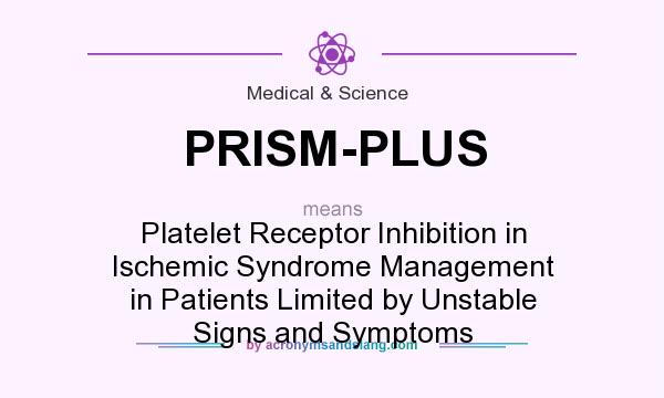 What does PRISM-PLUS mean? It stands for Platelet Receptor Inhibition in Ischemic Syndrome Management in Patients Limited by Unstable Signs and Symptoms