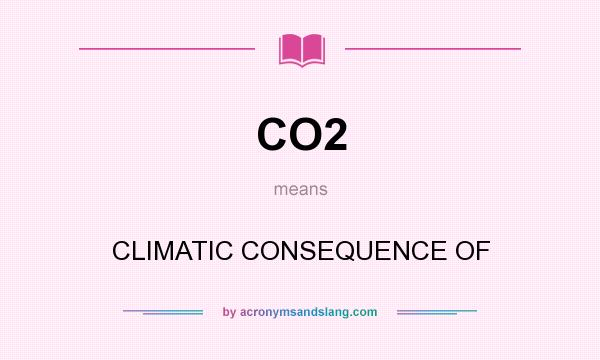 What does CO2 mean? It stands for CLIMATIC CONSEQUENCE OF