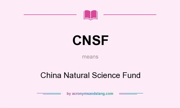 What does CNSF mean? It stands for China Natural Science Fund