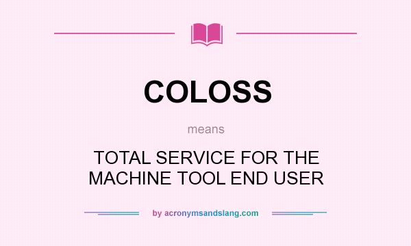 What does COLOSS mean? It stands for TOTAL SERVICE FOR THE MACHINE TOOL END USER