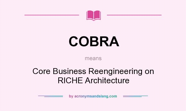 What does COBRA mean? It stands for Core Business Reengineering on RICHE Architecture