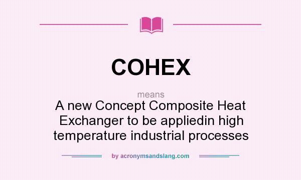 What does COHEX mean? It stands for A new Concept Composite Heat Exchanger to be appliedin high temperature industrial processes