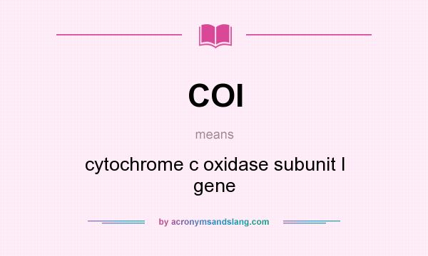What does COI mean? It stands for cytochrome c oxidase subunit I gene