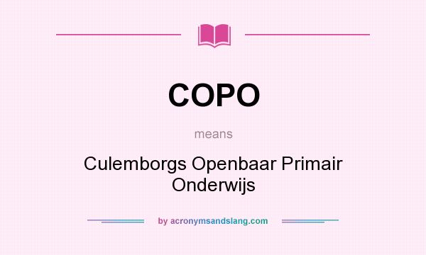 What does COPO mean? It stands for Culemborgs Openbaar Primair Onderwijs