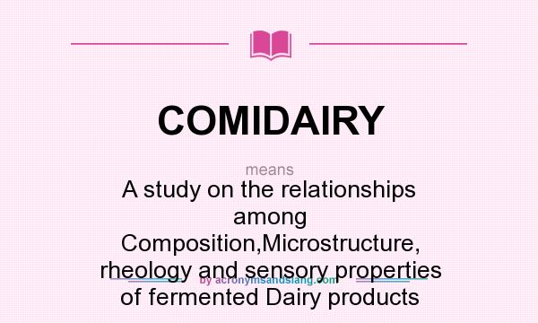 What does COMIDAIRY mean? It stands for A study on the relationships among Composition,Microstructure, rheology and sensory properties of fermented Dairy products