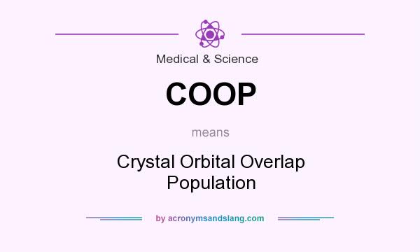 What does COOP mean? It stands for Crystal Orbital Overlap Population
